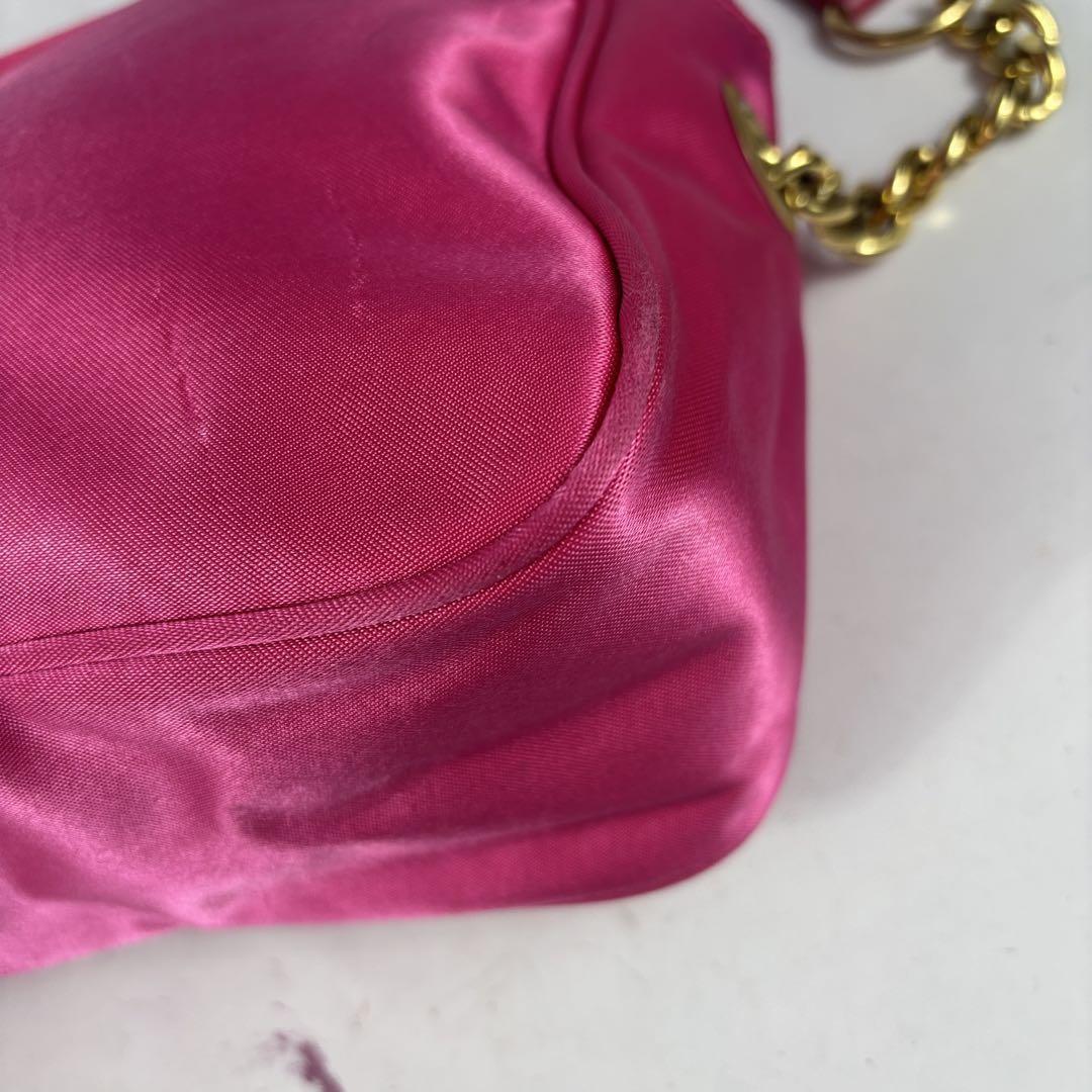 Valentino Garavani sport Shoulder Bag Purse Logo Nylon Leather Pink Authentic