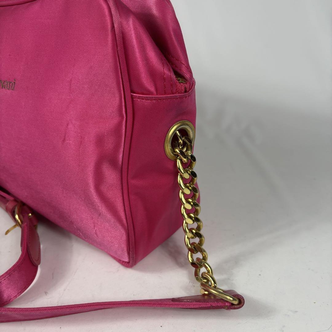 Valentino Garavani sport Shoulder Bag Purse Logo Nylon Leather Pink Authentic