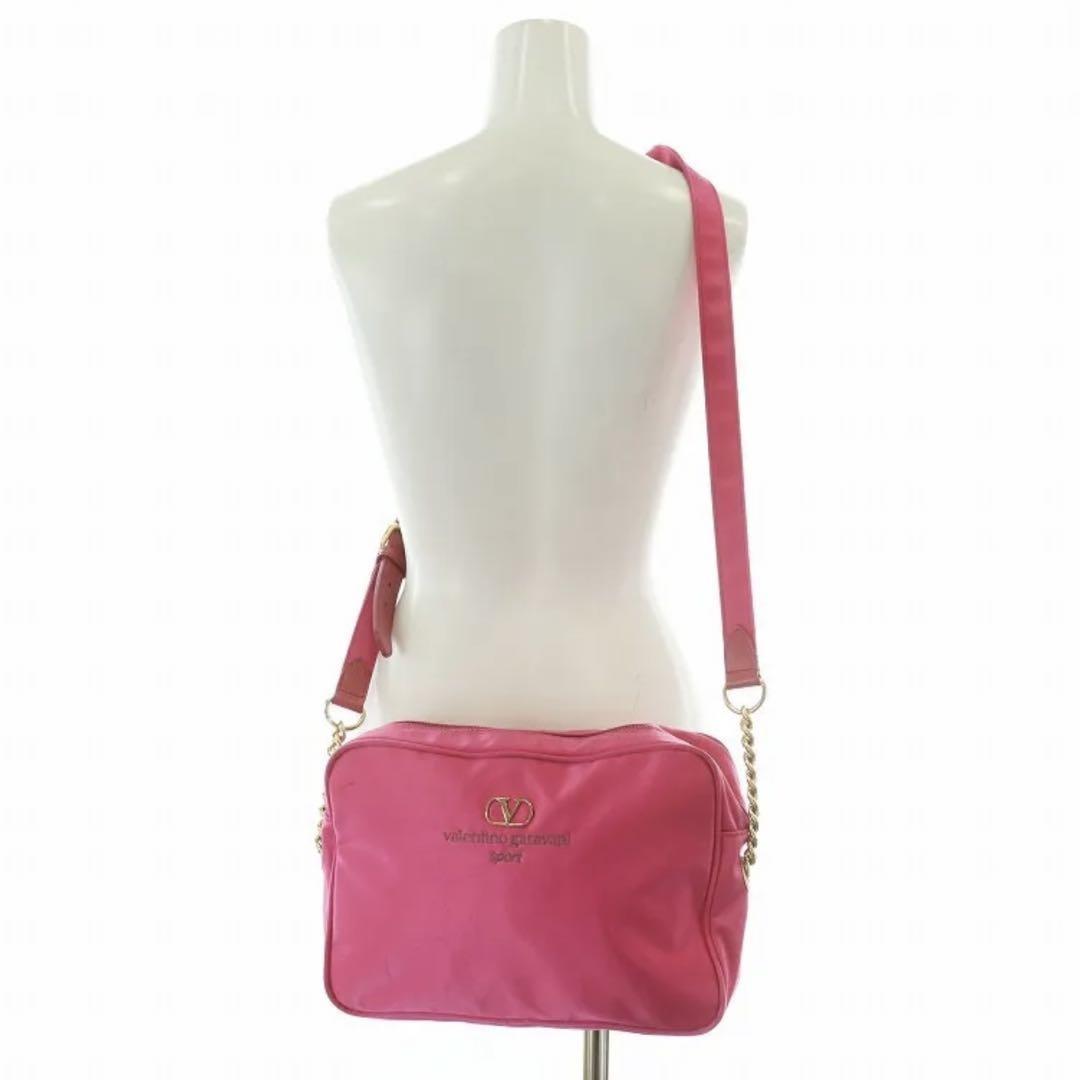 Valentino Garavani sport Shoulder Bag Purse Logo Nylon Leather Pink Authentic