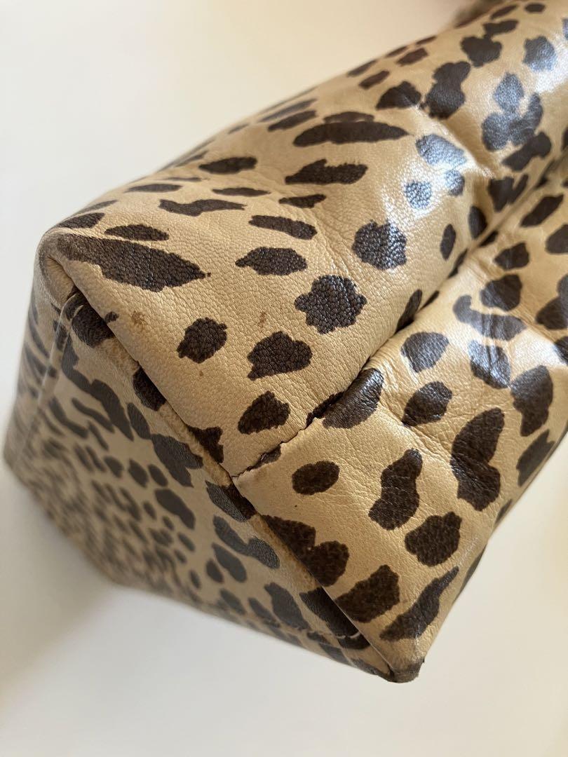 Valentino Hand Bag Tote Purse Leopard Beige Brown Authentic