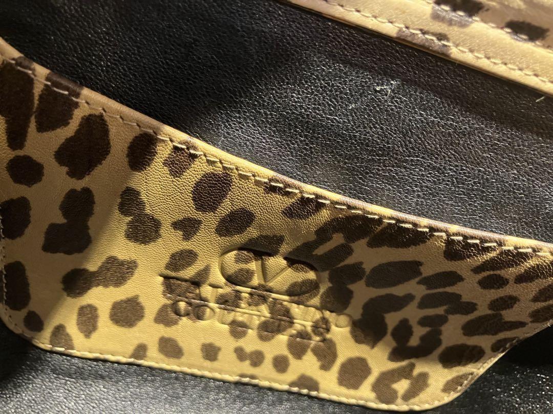 Valentino Hand Bag Tote Purse Leopard Beige Brown Authentic