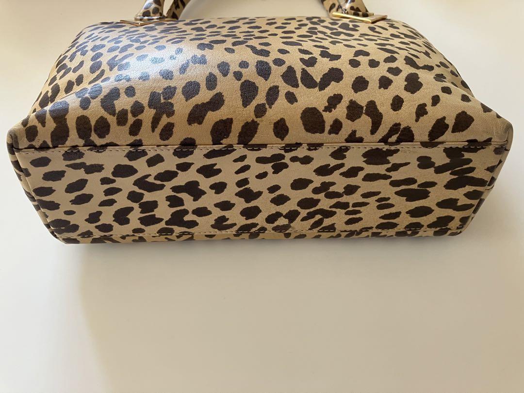 Valentino Hand Bag Tote Purse Leopard Beige Brown Authentic