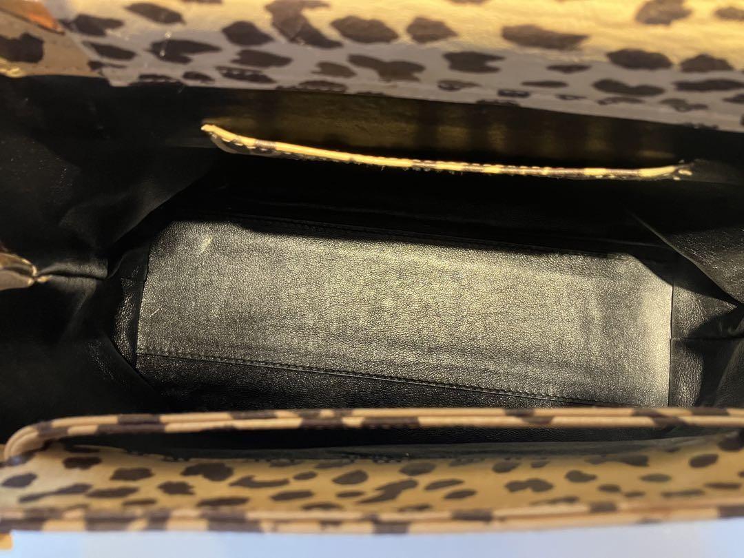 Valentino Hand Bag Tote Purse Leopard Beige Brown Authentic