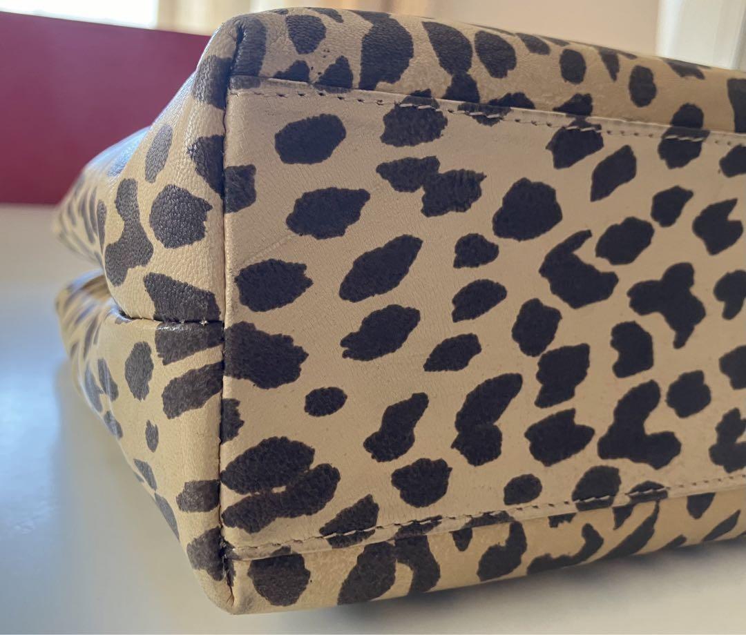 Valentino Hand Bag Tote Purse Leopard Beige Brown Authentic