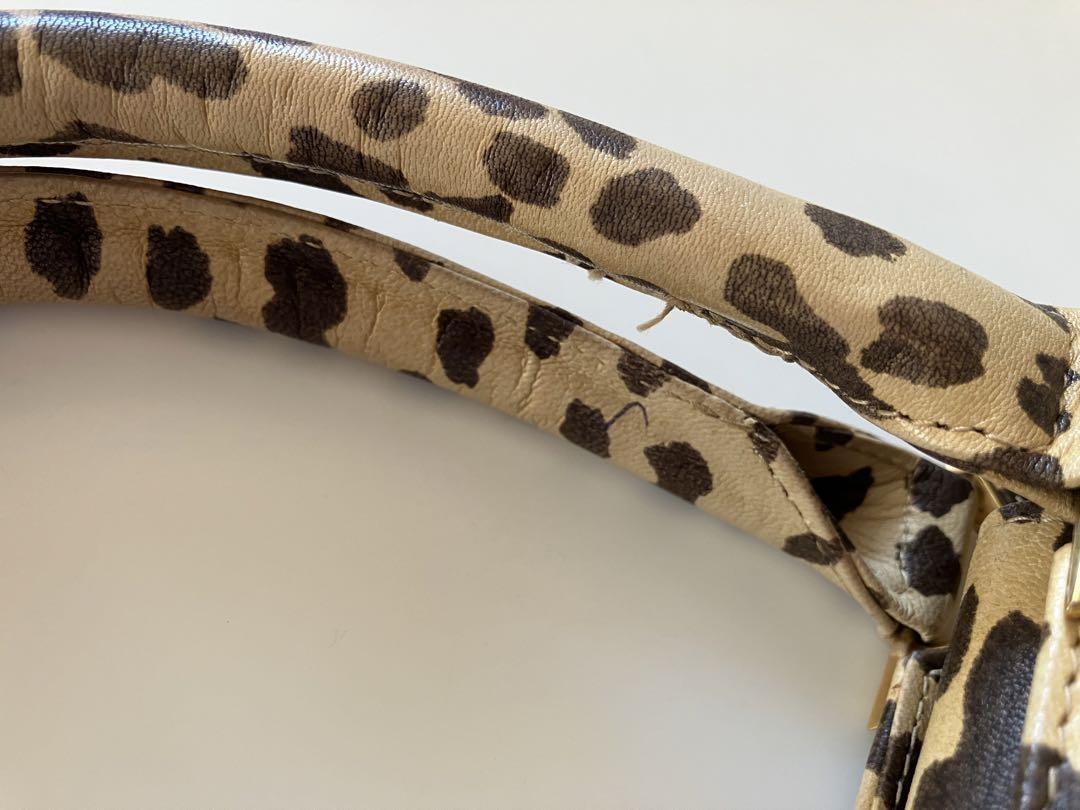 Valentino Hand Bag Tote Purse Leopard Beige Brown Authentic