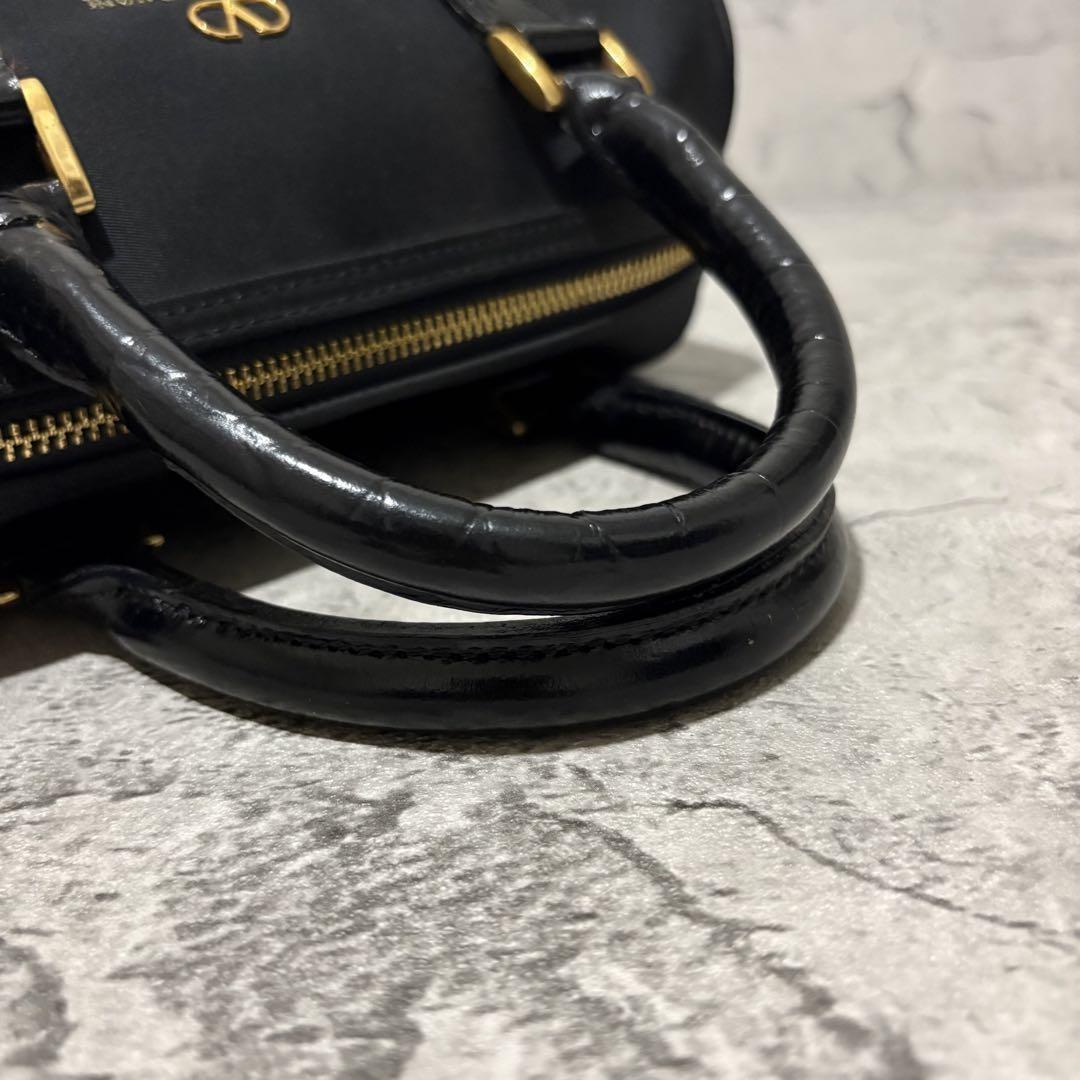 Valentino Garavani Shoulder Bag Purse Mini Boston 2way Logo Black Authentic