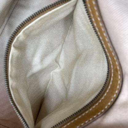 CELINE Accessory Pouch Shoulder Bag Purse C Macadam Canvas Leather Beige Auth