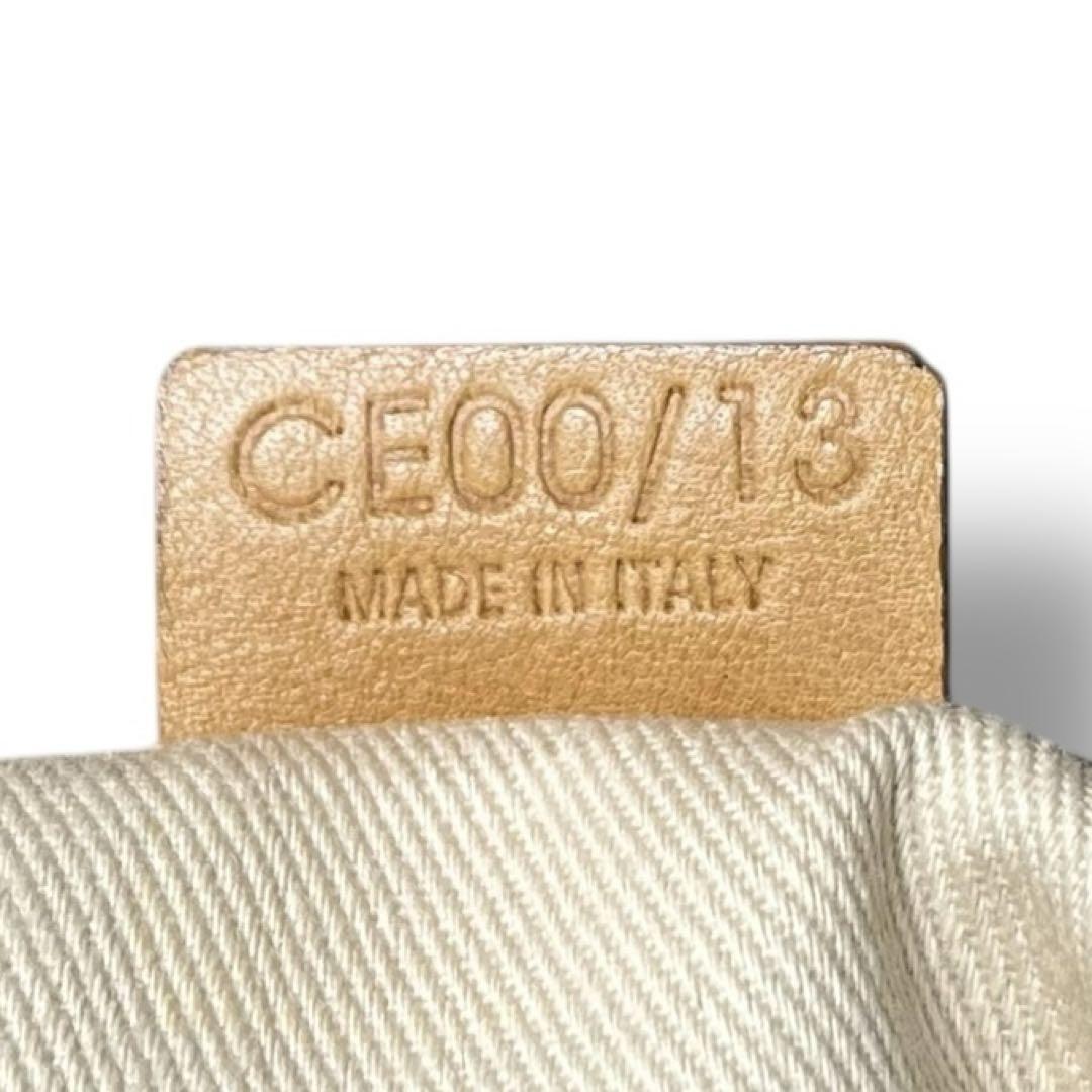 CELINE Accessory Pouch Shoulder Bag Purse C Macadam Canvas Leather Beige Auth