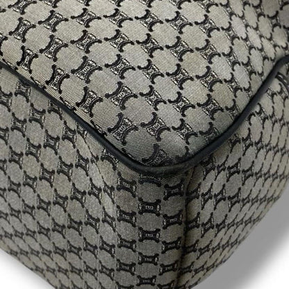 CELINE Hand Bag Tote Purse Boogie Macadam Nylon Canvas Leather Gray Authentic