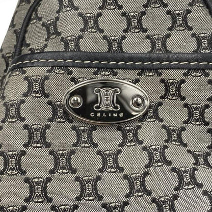 CELINE Hand Bag Tote Purse Boogie Macadam Nylon Canvas Leather Gray Authentic