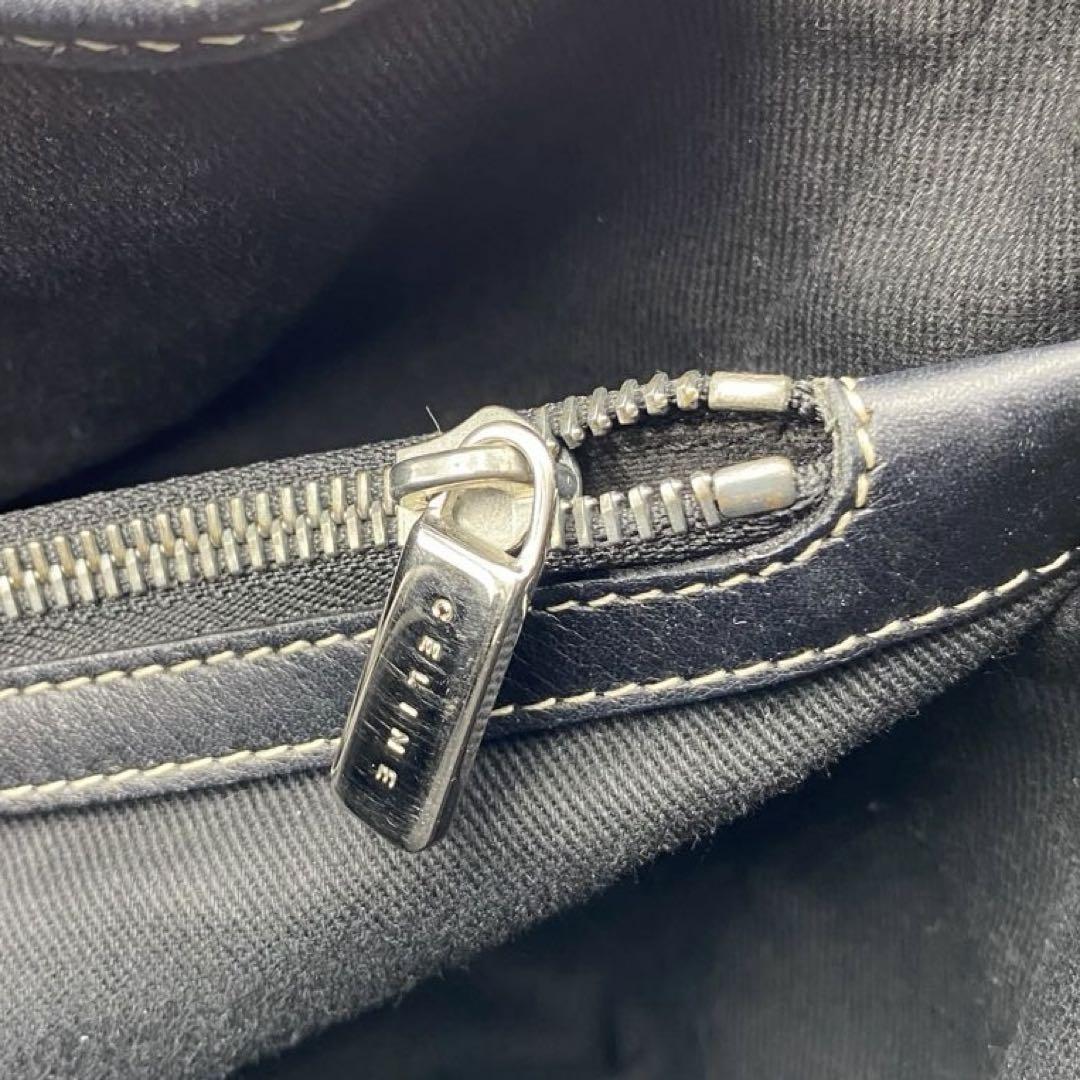 CELINE Hand Bag Tote Purse Boogie Macadam Nylon Canvas Leather Gray Authentic