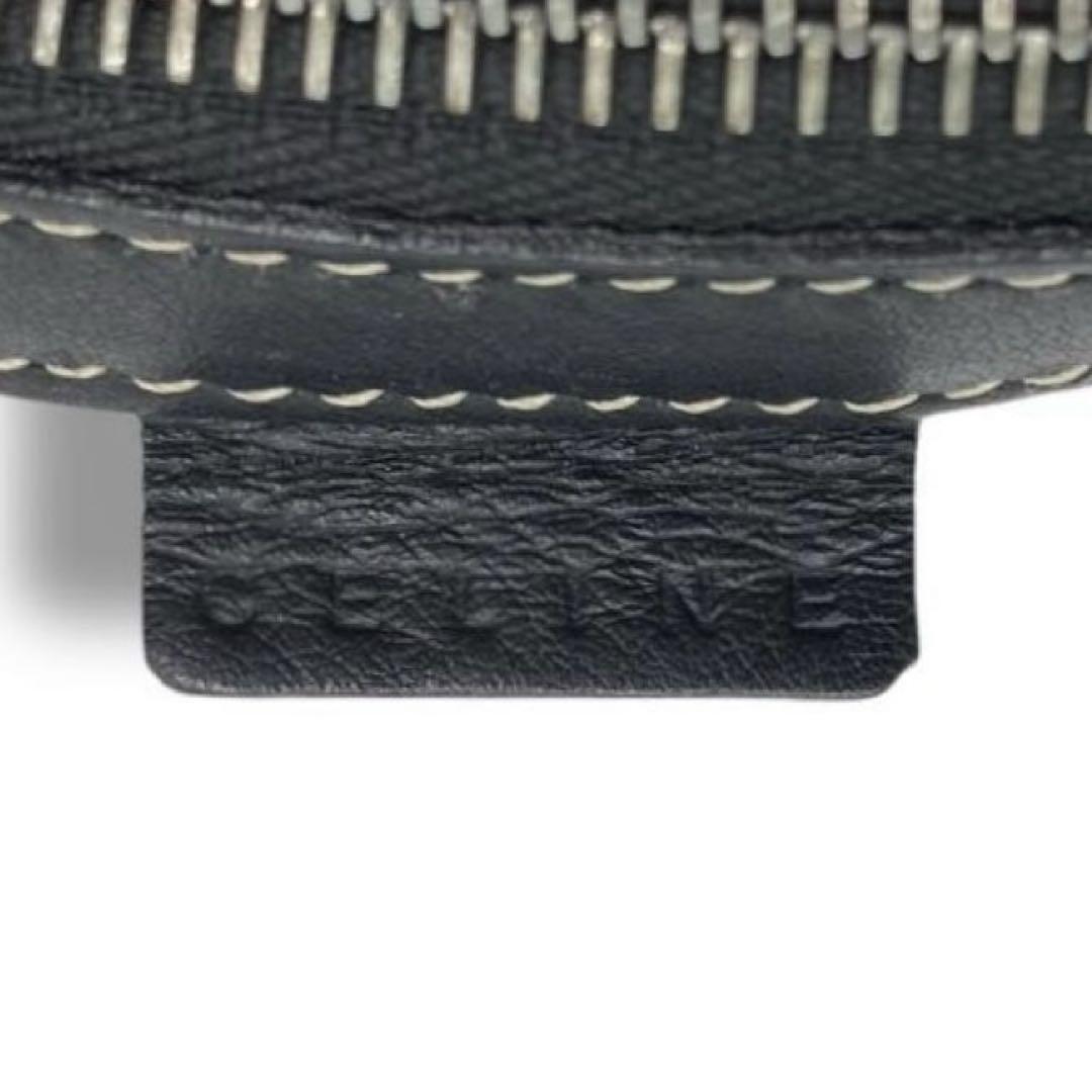 CELINE Hand Bag Tote Purse Boogie Macadam Nylon Canvas Leather Gray Authentic