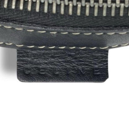 CELINE Hand Bag Tote Purse Boogie Macadam Nylon Canvas Leather Gray Authentic