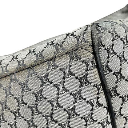 CELINE Hand Bag Tote Purse Boogie Macadam Nylon Canvas Leather Gray Authentic