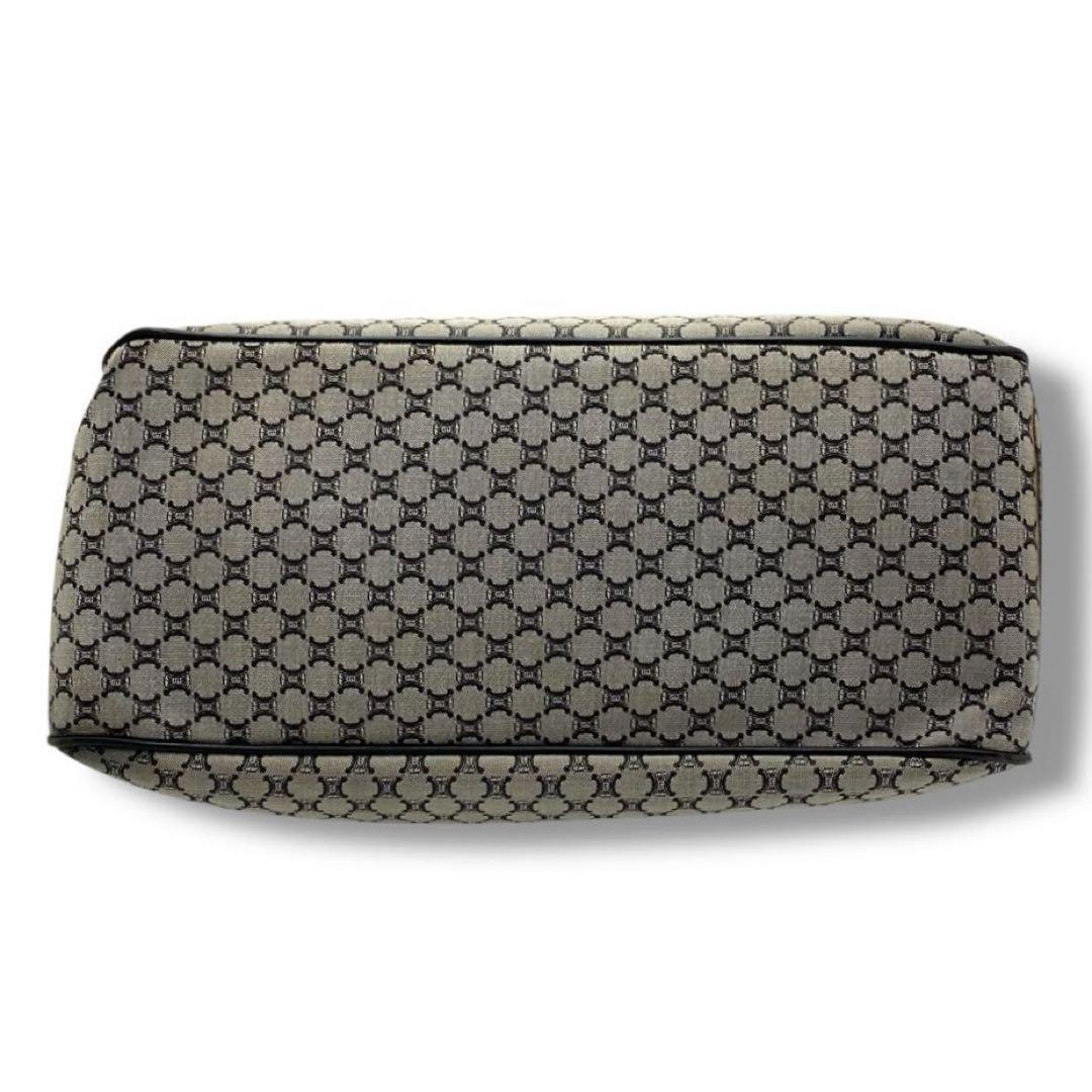 CELINE Hand Bag Tote Purse Boogie Macadam Nylon Canvas Leather Gray Authentic