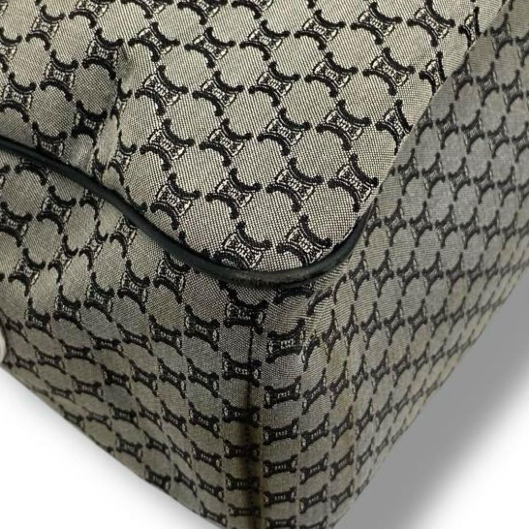 CELINE Hand Bag Tote Purse Boogie Macadam Nylon Canvas Leather Gray Authentic