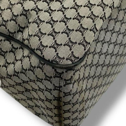 CELINE Hand Bag Tote Purse Boogie Macadam Nylon Canvas Leather Gray Authentic