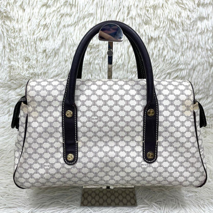CELINE Hand Bag Tote Purse Macadam PVC Leather White Authentic