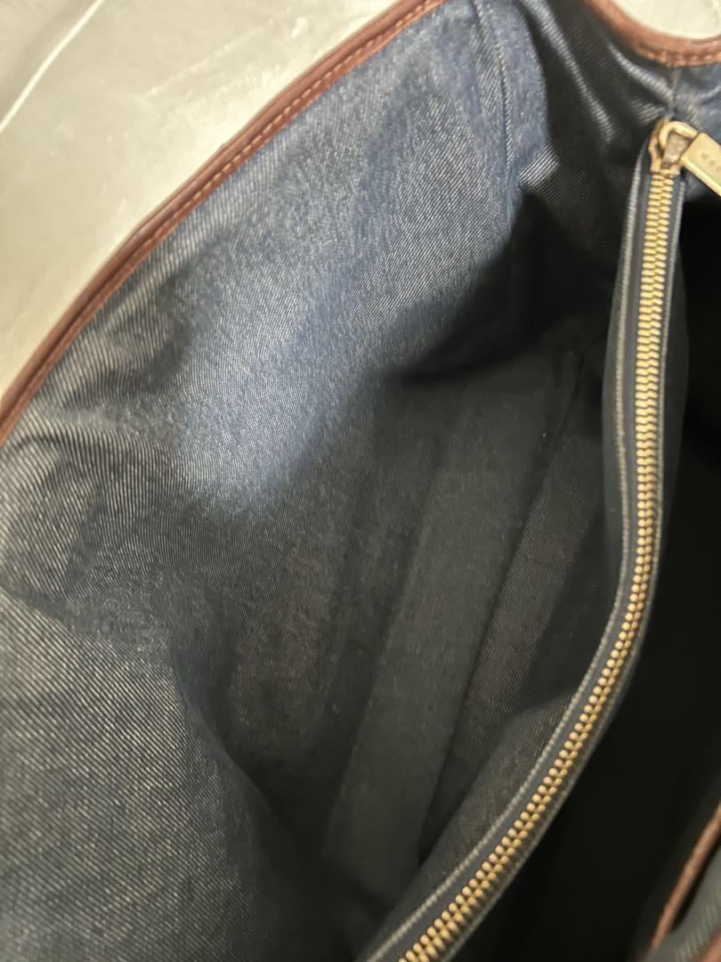 CELINE Hand Bag Tote Purse Macadam Navy Brown Authentic