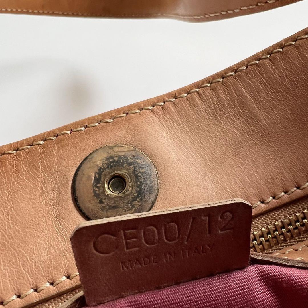 CELINE Shoulder Bag Purse C Macadam Suede Pink Camel Authentic