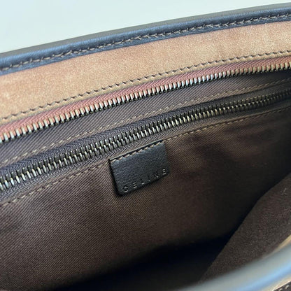 CELINE Hand Bag Tote Purse C Macadam Suede Leather Brown Authentic