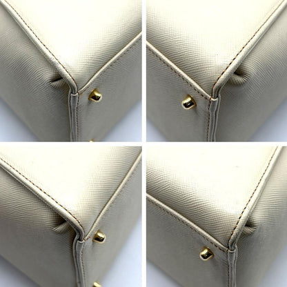 Valentino Garavani Hand Bag Tote Purse Logo Leather Beige Authentic