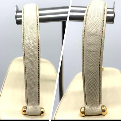 Valentino Garavani Hand Bag Tote Purse Logo Leather Beige Authentic