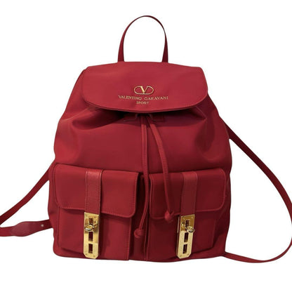 Valentino Garavani sport Backpack Logo Nylon Leather Red Authentic
