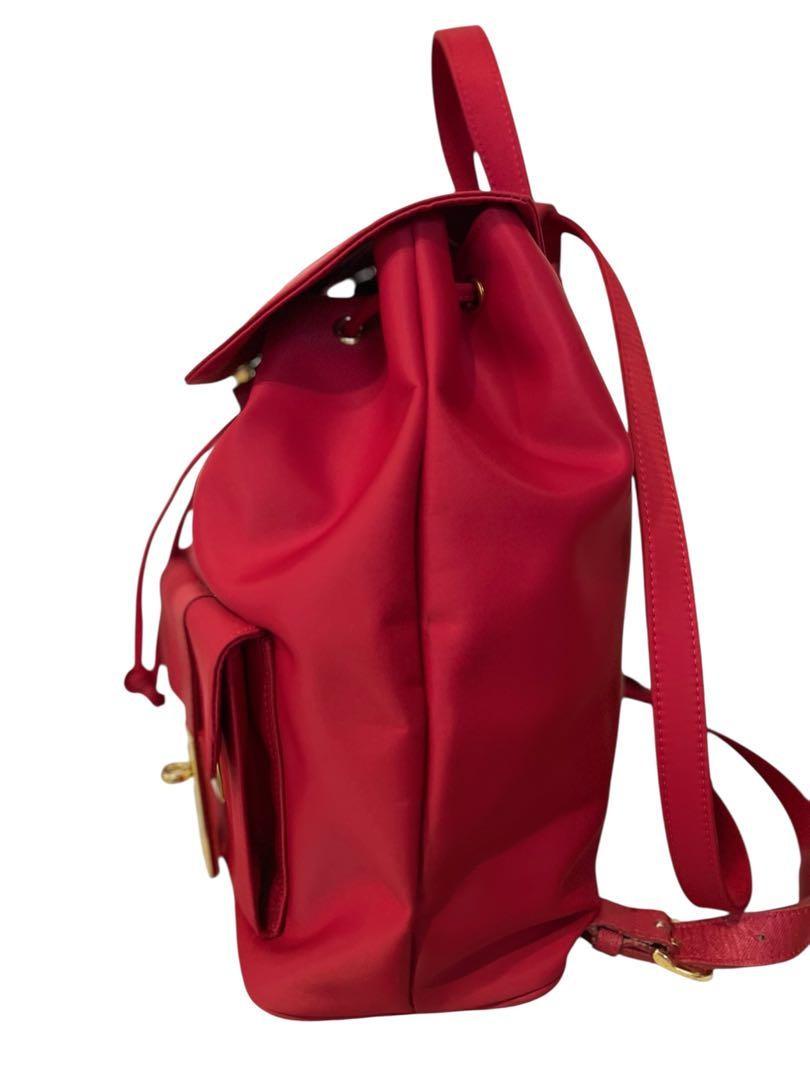 Valentino Garavani sport Backpack Logo Nylon Leather Red Authentic