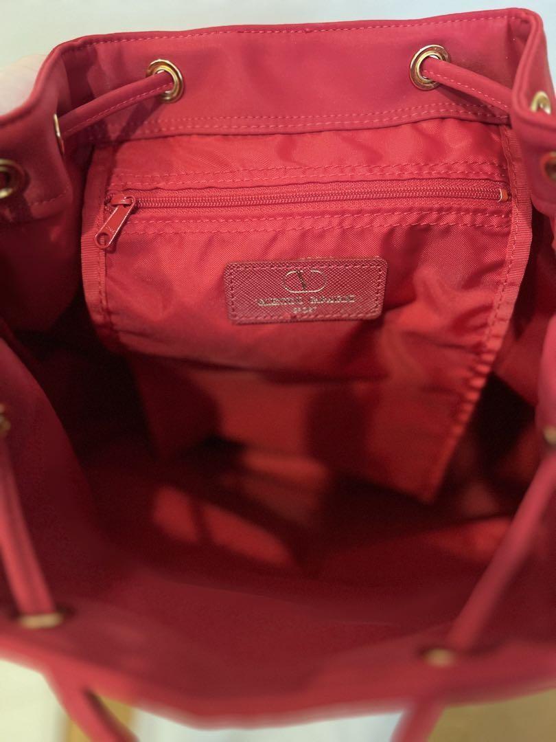 Valentino Garavani sport Backpack Logo Nylon Leather Red Authentic