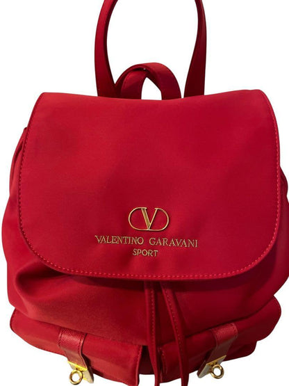 Valentino Garavani sport Backpack Logo Nylon Leather Red Authentic