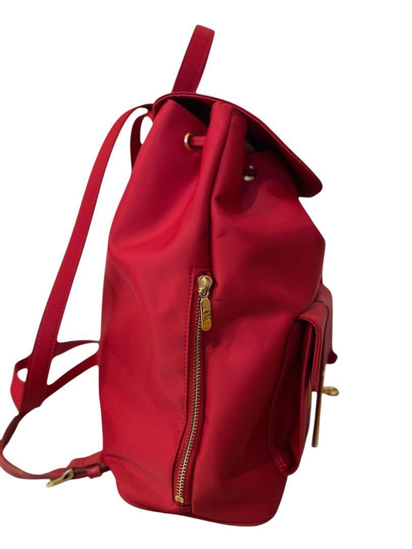 Valentino Garavani sport Backpack Logo Nylon Leather Red Authentic