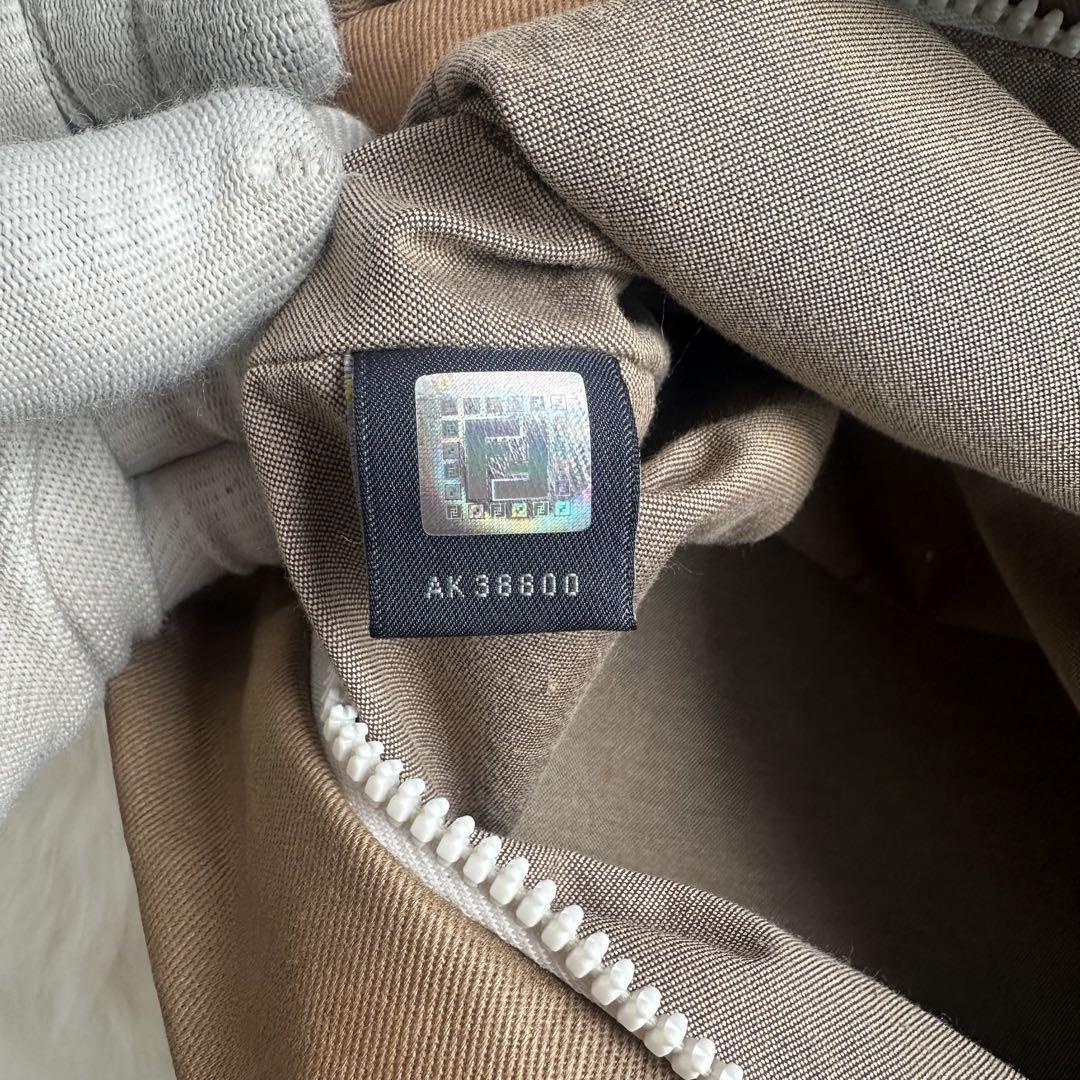 FENDI Hand Bag Tote Purse FF Logo Canvas Leather Brown Beige Authentic