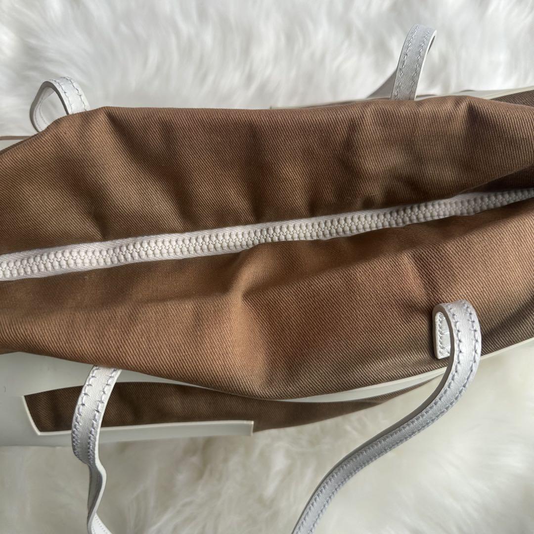 FENDI Hand Bag Tote Purse FF Logo Canvas Leather Brown Beige Authentic