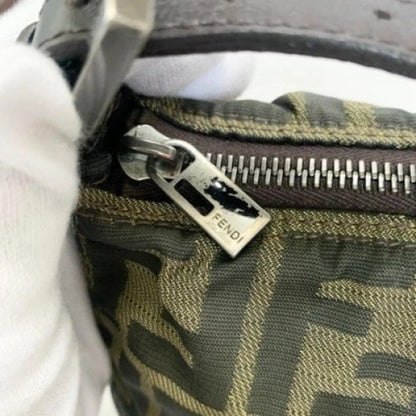 FENDI Handbag FF Zucca Pouch Vanity Canvas Beige Brown Vintage Authentic Used