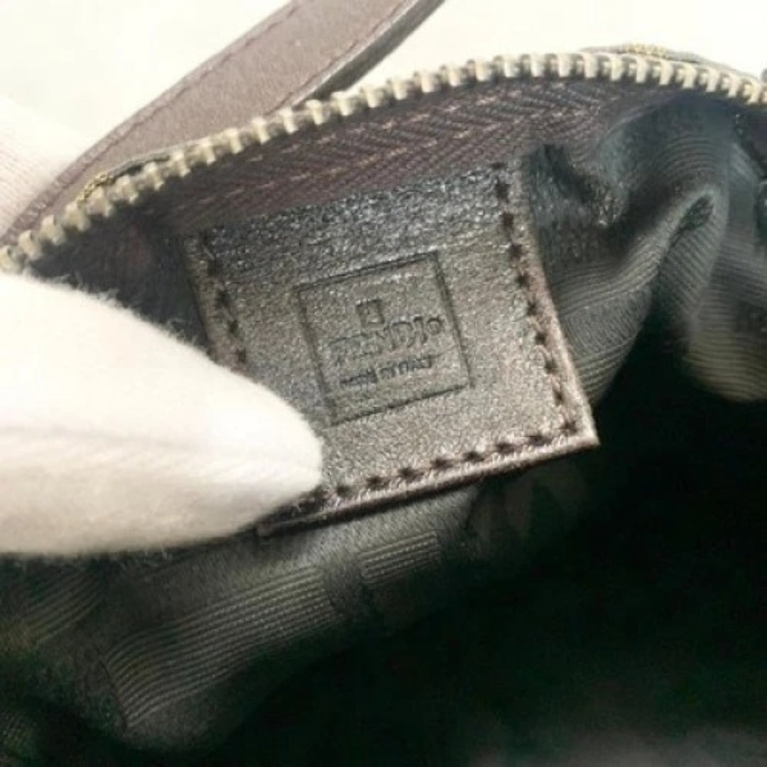 FENDI Handbag FF Zucca Pouch Vanity Canvas Beige Brown Vintage Authentic Used