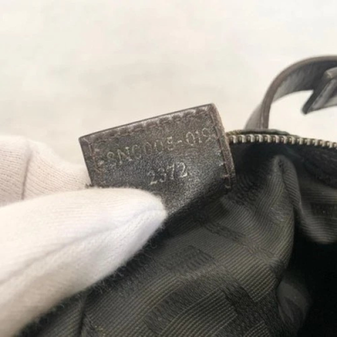 FENDI Handbag FF Zucca Pouch Vanity Canvas Beige Brown Vintage Authentic Used