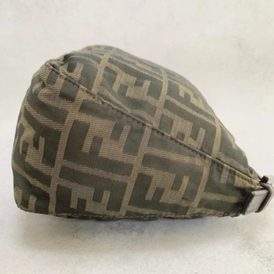 FENDI Handbag FF Zucca Pouch Vanity Canvas Beige Brown Vintage Authentic Used
