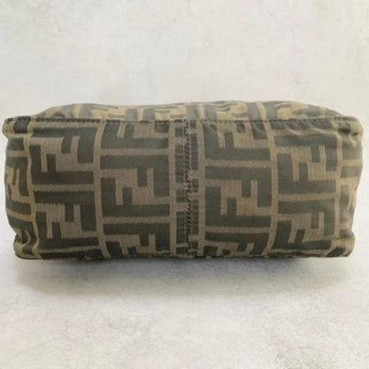 FENDI Handbag FF Zucca Pouch Vanity Canvas Beige Brown Vintage Authentic Used