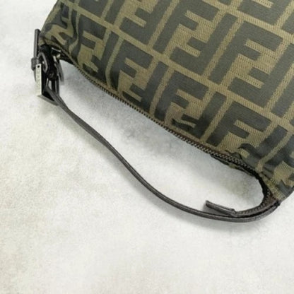 FENDI Handbag FF Zucca Pouch Vanity Canvas Beige Brown Vintage Authentic Used