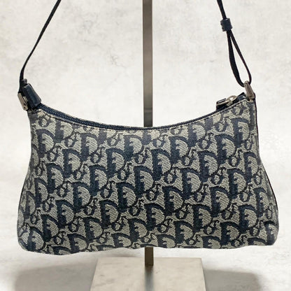 Christian Dior Pouch Trotter Accessory Pouch Purse Cosmetic Canvas Gray Auth