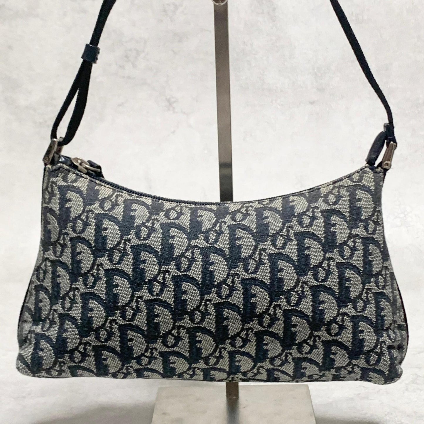 Christian Dior Pouch Trotter Accessory Pouch Purse Cosmetic Canvas Gray Auth