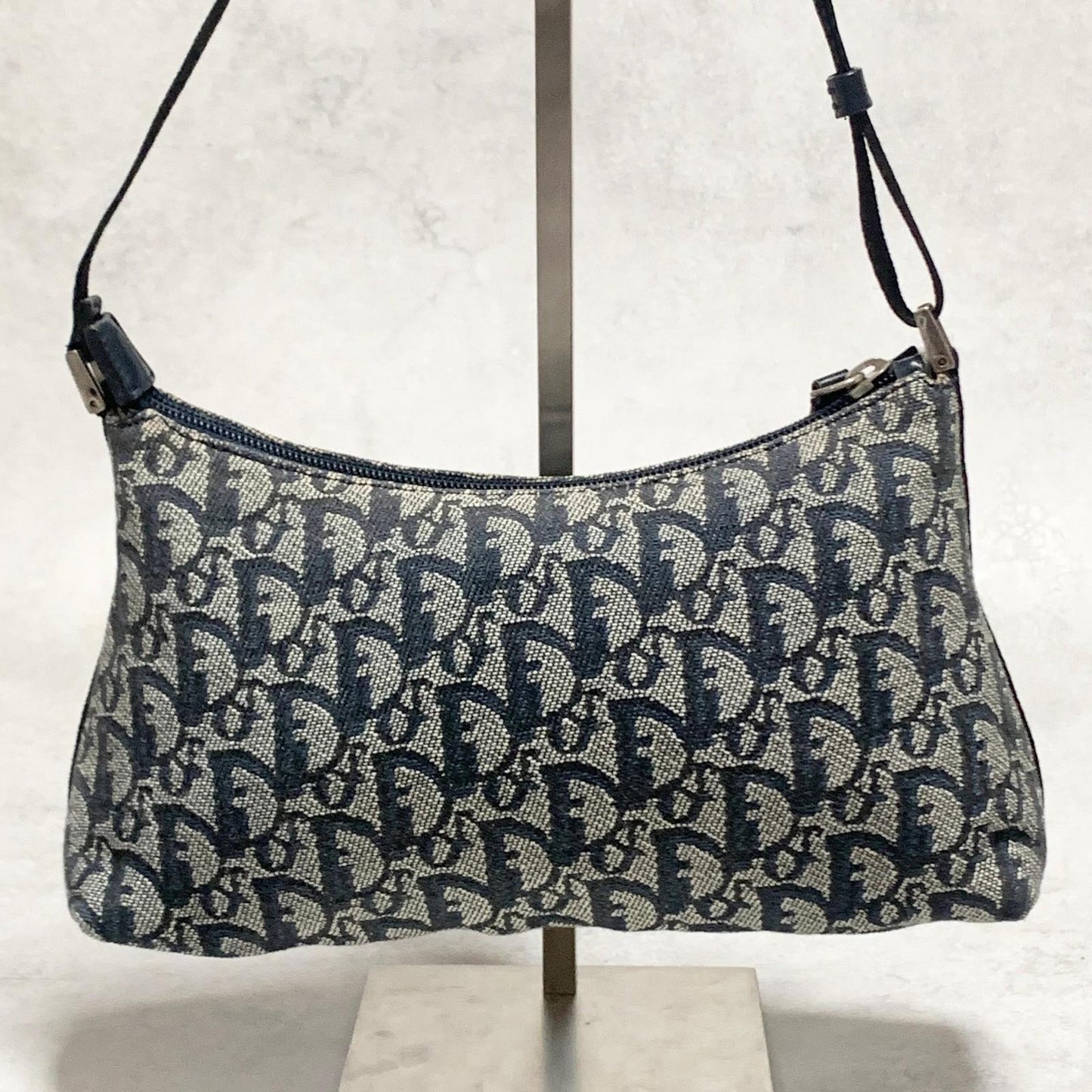 Christian Dior Pouch Trotter Accessory Pouch Purse Cosmetic Canvas Gray Auth