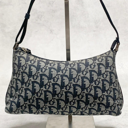 Christian Dior Pouch Trotter Accessory Pouch Purse Cosmetic Canvas Gray Auth