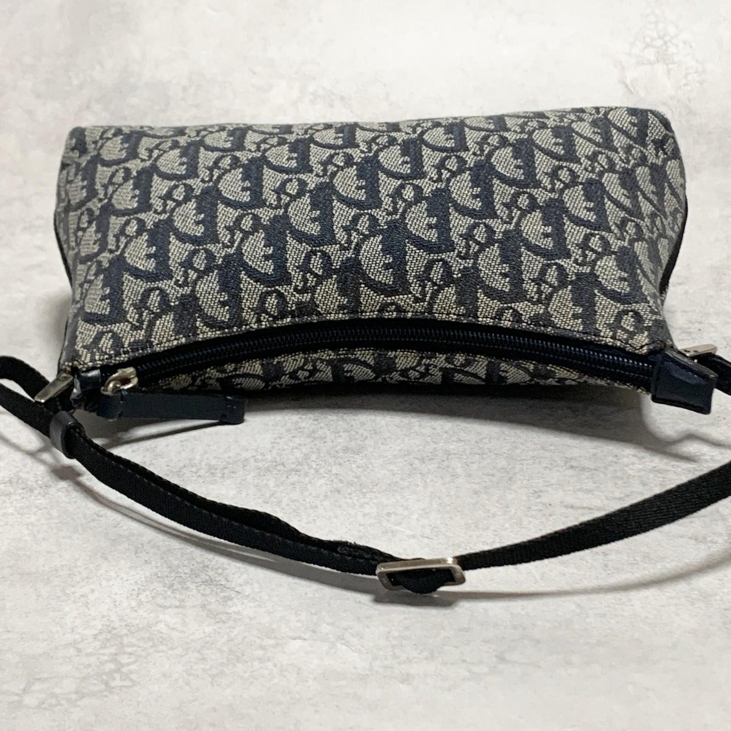 Christian Dior Pouch Trotter Accessory Pouch Purse Cosmetic Canvas Gray Auth