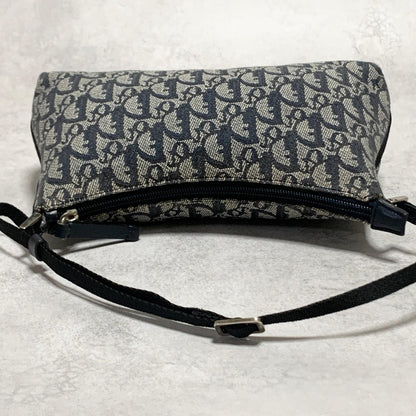 Christian Dior Pouch Trotter Accessory Pouch Purse Cosmetic Canvas Gray Auth