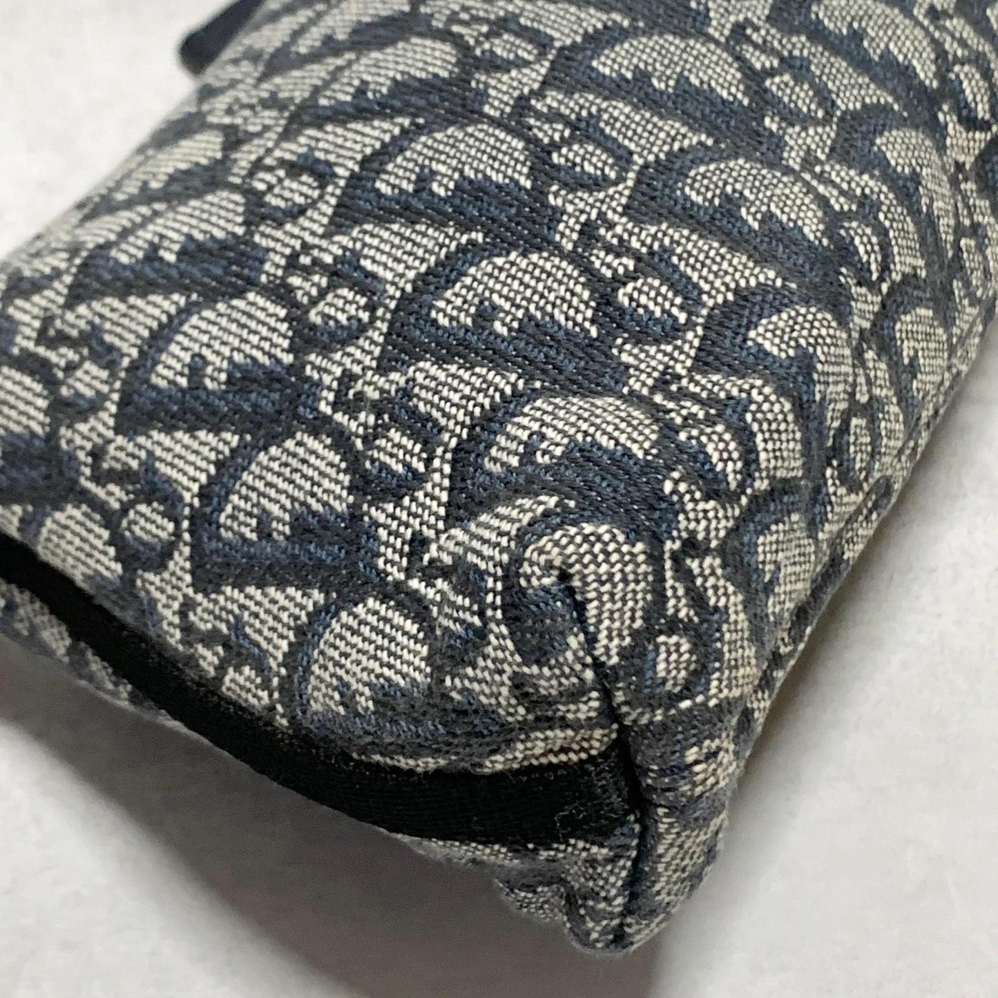 Christian Dior Pouch Trotter Accessory Pouch Purse Cosmetic Canvas Gray Auth