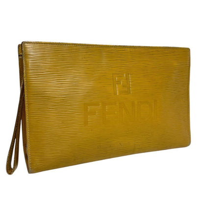 FENDI Clutch Bag Second Bag FF Yellow Authentic