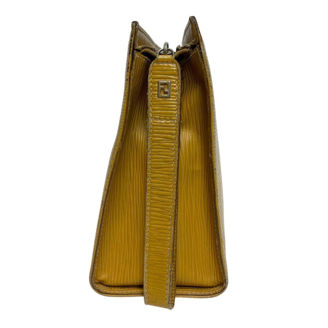 FENDI Clutch Bag Second Bag FF Yellow Authentic