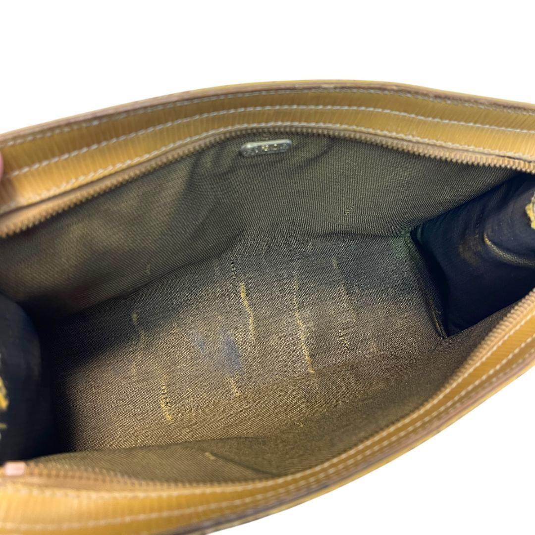 FENDI Clutch Bag Second Bag FF Yellow Authentic